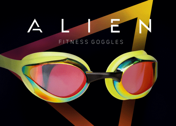 Schwimmbrille Unisex - Alien Rainbow Grün – Bild 2